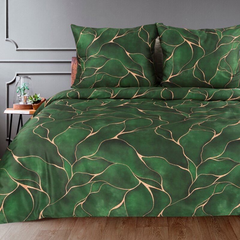 ArtFir Povlečení na dvojlůžko BOX | zelená 220 x 200 cm
