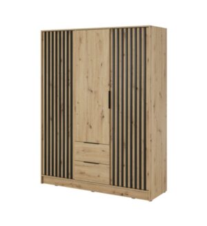 ArtPS Šatní skříň KELLY 3D bez zrcadla | dub artisan