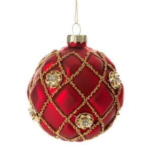 ArtFir Vánoční dekorace KOULE 446 | skleněná červená 8 cm