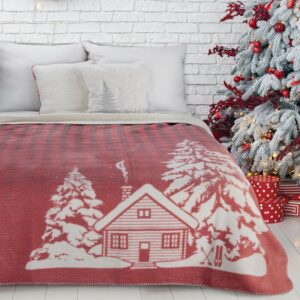 ArtFir Vánoční deka RUDOLF 02 | červená/bílá 200 x 220 cm