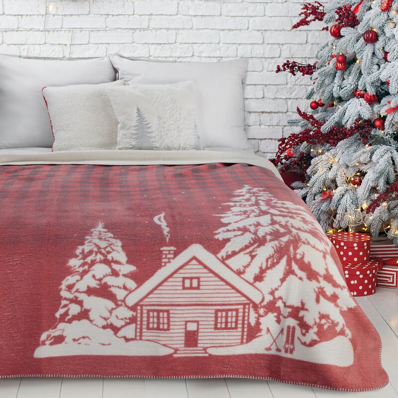 ArtFir Vánoční deka RUDOLF 02 | červená/bílá 200 x 220 cm
