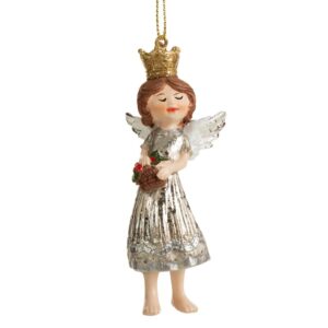 ArtFir Vánoční dekorace ANJEL 84B | stříbrná/zlatá 9 cm