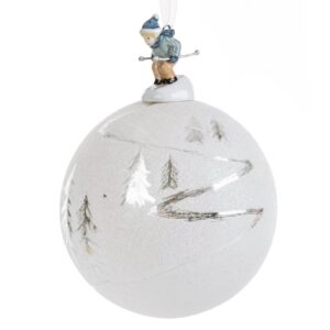 ArtFir Vánoční dekorace KOULE 212 | skleněná bílá/stříbrná 10 cm