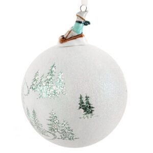 ArtFir Vánoční dekorace KOULE 213B | skleněná bílá/zelená 10 cm