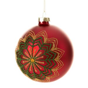 ArtFir Vánoční dekorace KOULE 487B | skleněná červená/zelená 10 cm