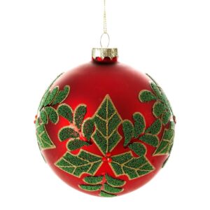 ArtFir Vánoční dekorace KOULE 487B | skleněná červená/zelená 10 cm