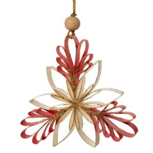 ArtFir Vánoční dekorace VLOČKA 81 | červená/krémová 12 cm