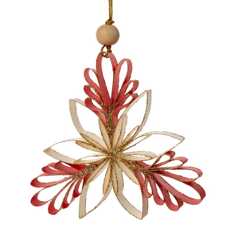 ArtFir Vánoční dekorace VLOČKA 81 | červená/krémová 12 cm