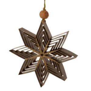 ArtFir Vánoční dekorace HVĚZDA 78 | hnědá/zlatá 12 cm