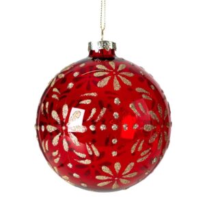 ArtFir Vánoční dekorace KOULE 464B | skleněná červená/šampaň 10 cm