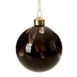 ArtFir Vánoční dekorace KOULE 476A | skleněná hnědá/černá 8 cm
