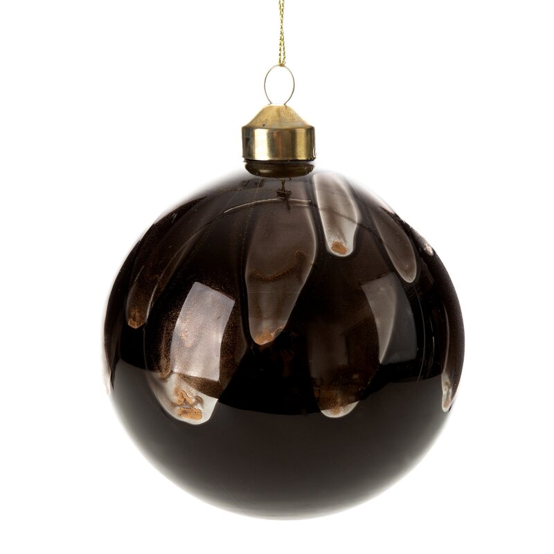 ArtFir Vánoční dekorace KOULE 476B | skleněná hnědá/černá 10 cm