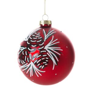 ArtFir Vánoční dekorace KOULE 479B | skleněná červená/bílá 10 cm