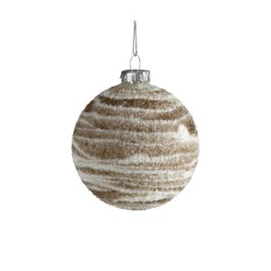 ArtFir Vánoční dekorace KOULE 483A | skleněná béžová/bílá 8 cm