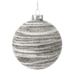 ArtFir Vánoční dekorace KOULE 483B | skleněná béžová/bílá 10 cm
