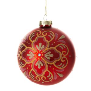 ArtFir Vánoční dekorace KOULE 484B | skleněná červená/zlatá 10 cm