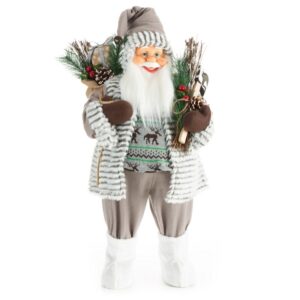ArtFir Vánoční dekorace SANTA CLAUS 78A | bílá/stříbrná 44 x 26 x 80 cm
