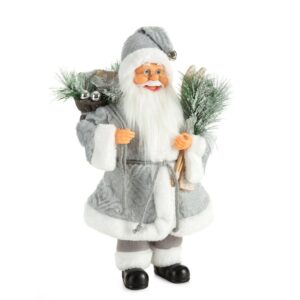 ArtFir Vánoční dekorace SANTA CLAUS 80C | stříbrná/bílá 27 x 12 x 40 cm