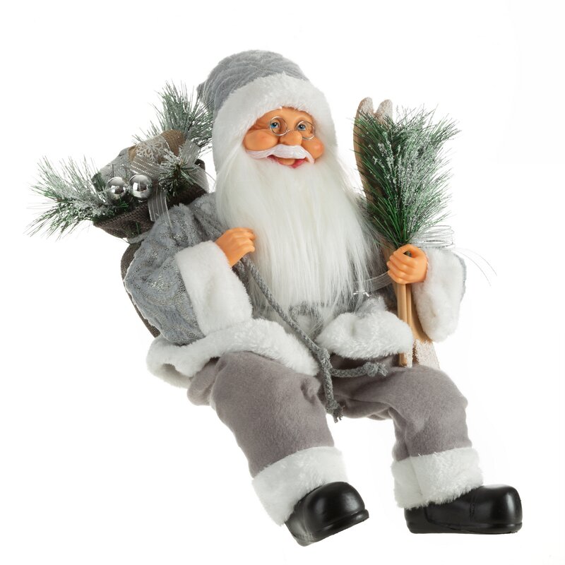 ArtFir Vánoční dekorace SANTA CLAUS 80D | stříbrná/bílá 27 x 16 x 40 cm
