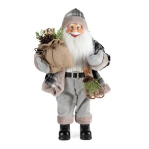 ArtFir Vánoční dekorace SANTA CLAUS 82B | šedá/bílá 37 x 19 x 60 cm