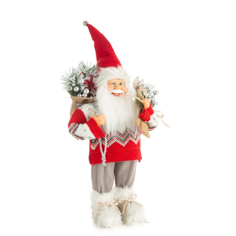 ArtFir Vánoční dekorace SANTA CLAUS 81C | červená/bílá 27 x 12 x 40 cm