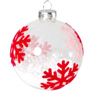ArtFir Vánoční dekorace KOULE 113 | skleněná transparentní/červená 8 cm