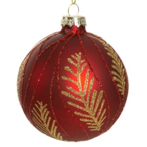 ArtFir Vánoční dekorace KOULE 198A | skleněná červená/zlatá 8 cm