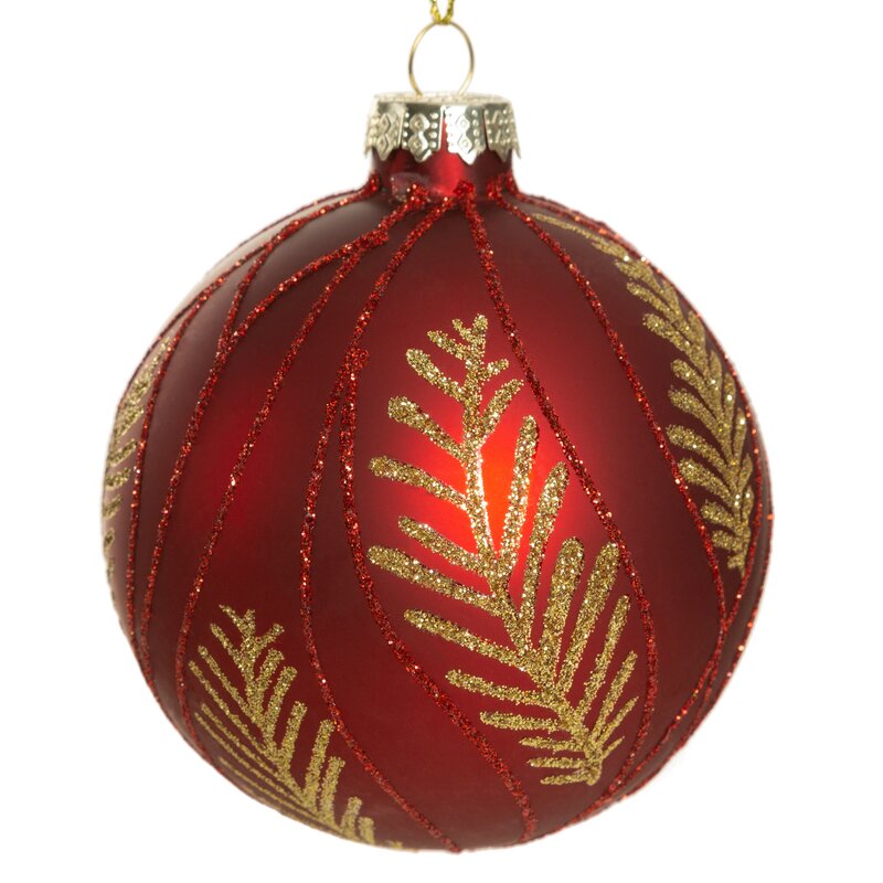 ArtFir Vánoční dekorace KOULE 198A | skleněná červená/zlatá 8 cm