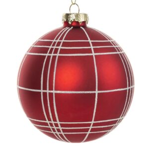 ArtFir Vánoční dekorace KOULE 209B | skleněná červená/bílá 10 cm