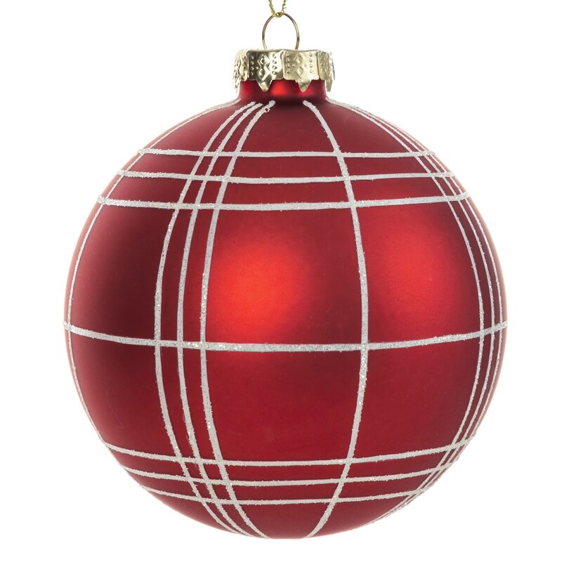 ArtFir Vánoční dekorace KOULE 209B | skleněná červená/bílá 10 cm