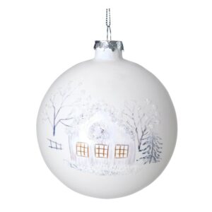 ArtFir Vánoční dekorace KOULE 462B | skleněná bílá/stříbrná 10 cm