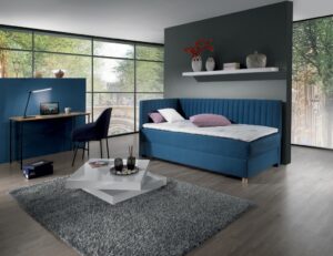 New Design Čalouněná postel NOVO s čely | levá s topperem Extra Rozměr: 80 x 200 cm