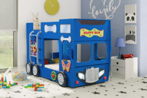 Artplast Dětská patrová postel HAPPY BUS | modrá 90 x 190 cm
