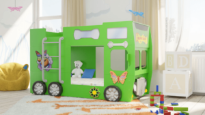 Artplast Dětská patrová postel HAPPY BUS | zelený 90 x 190 cm