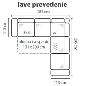Stagra Rohová sedací souprava Melle Provedení: Levé - 3FBL+R+3SBP