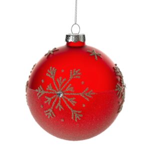 ArtFir Vánoční dekorace KOULE 447 | skleněná červená/zlatá 10 cm
