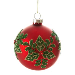 ArtFir Vánoční dekorace KOULE 478A | skleněná červená/zelená 8 cm