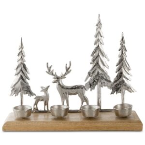 ArtFir Vánoční svícen ADVENT 34 | hnědá/stříbrná 33 x 3 x 27 cm