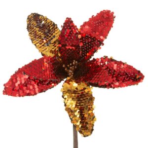 ArtFir Vánoční květ 80A | červená/zlatá 20 cm