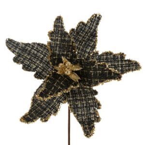 ArtFir Vánoční květ 242A | černá/zlatá 30 cm