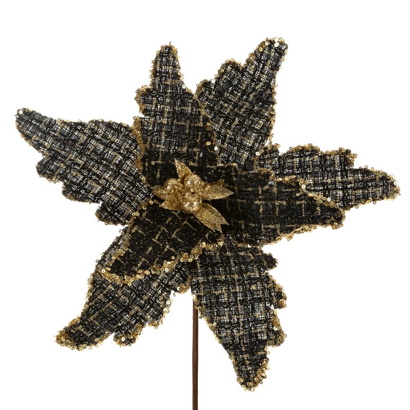 ArtFir Vánoční květ 242A | černá/zlatá 30 cm
