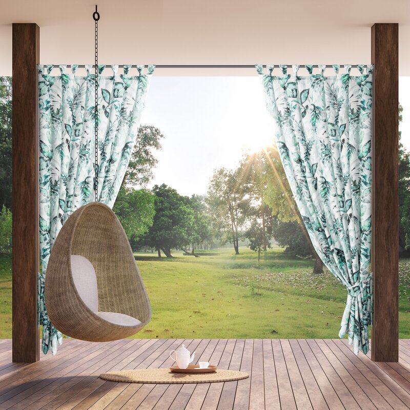 ArtFir Závěs na terasu GARDEN 2 PU | bílá/zelená 155 x 240 cm