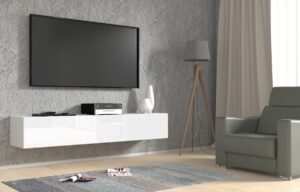 ARTBm Závěsný TV stolek BINGO 180 cm | bílá - bílý lesk