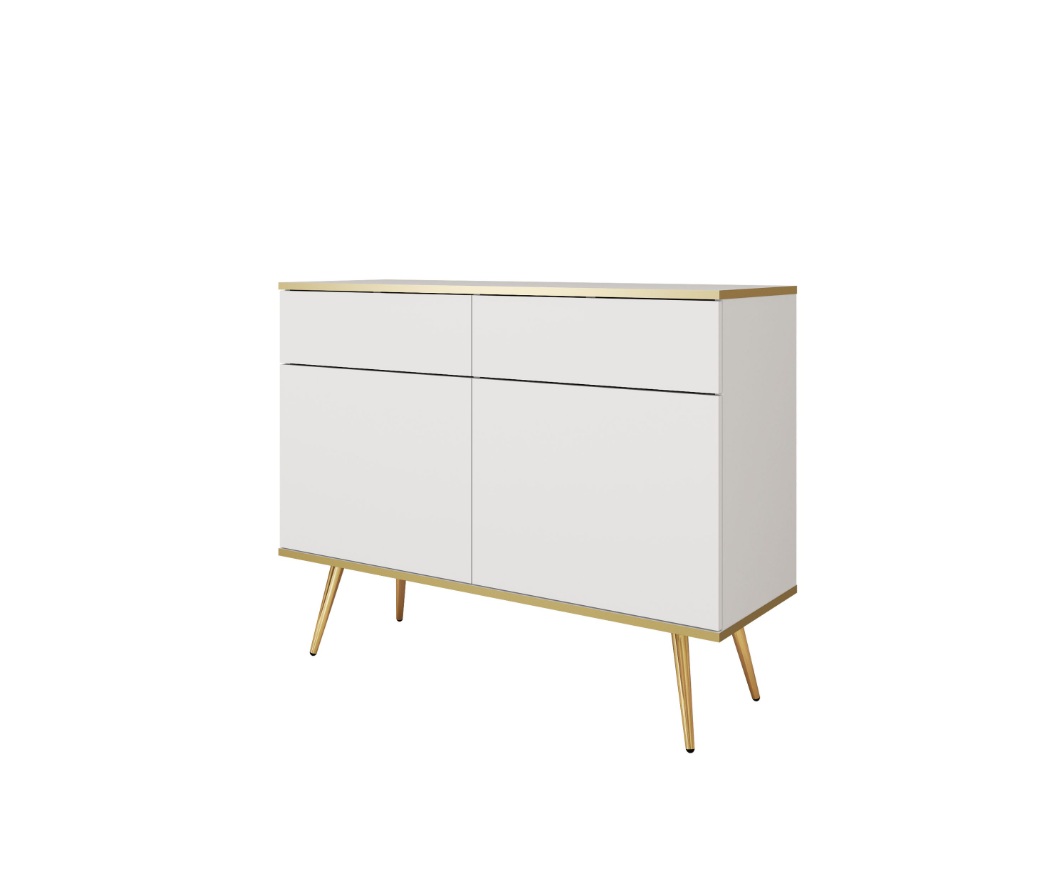 ArtPS Komoda BIJOU KSZ-107 | bílá / zlaté nohy