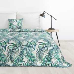 ArtFir Přehoz na postel PALMS 02 | bílá s listy 200 x 220 cm