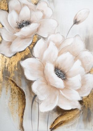 ArtFir Obraz FLOWERS 321 | bílá/zlatá 70 x 100 cm