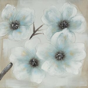 ArtFir Obraz FLOWERS 550 | béžová/modrá 60 x 60 cm