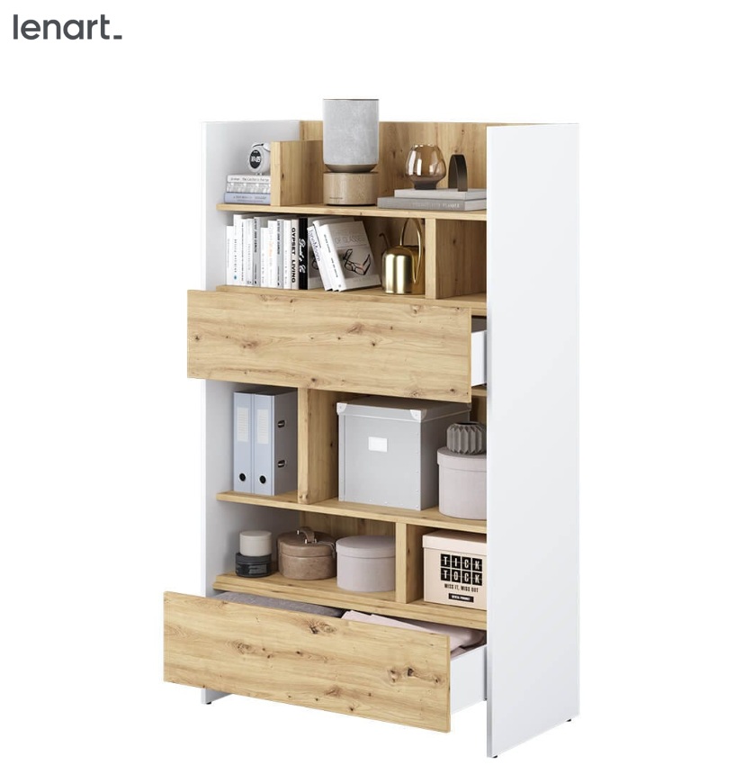 Dig-net nábytek Regál Lenart BED CONCEPT BC-27 | bílá / dub artisan