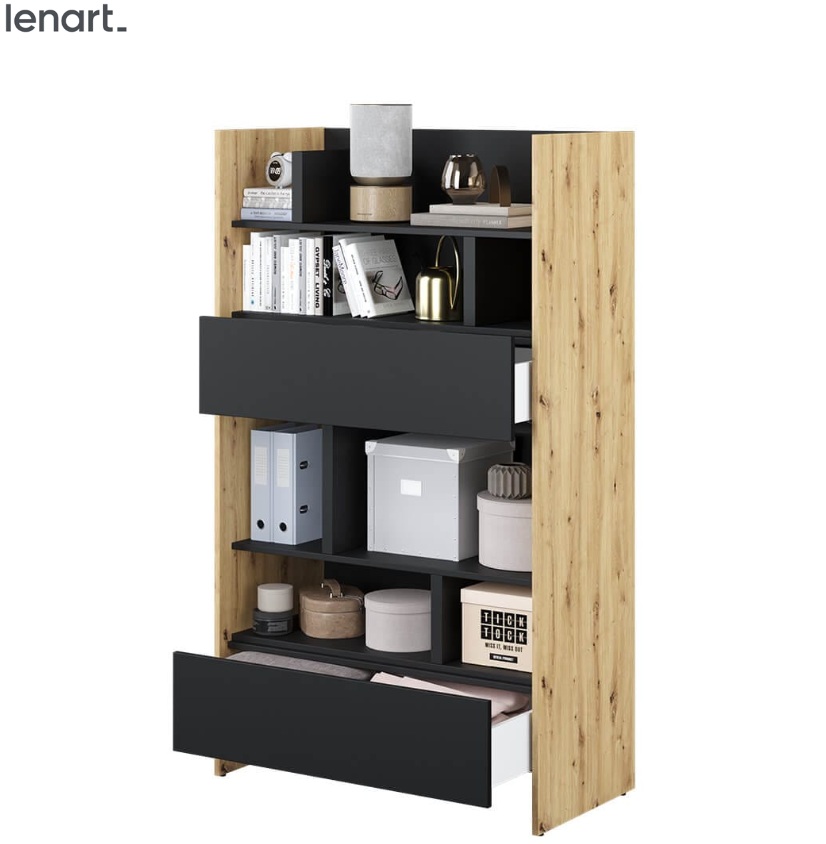 Dig-net nábytek Regál Lenart BED CONCEPT BC-27 | dub artisan / černá
