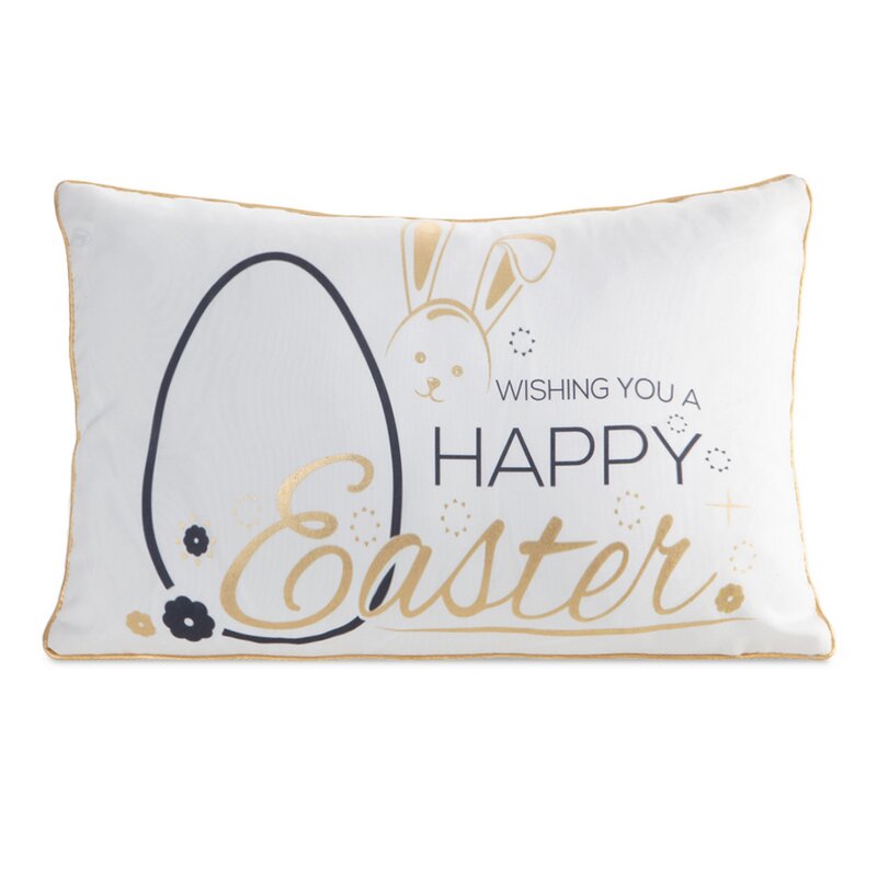 ArtFir Velikonoční povlak na polštář EASTER 48 | bílá/zlatá 30 x 50 cm